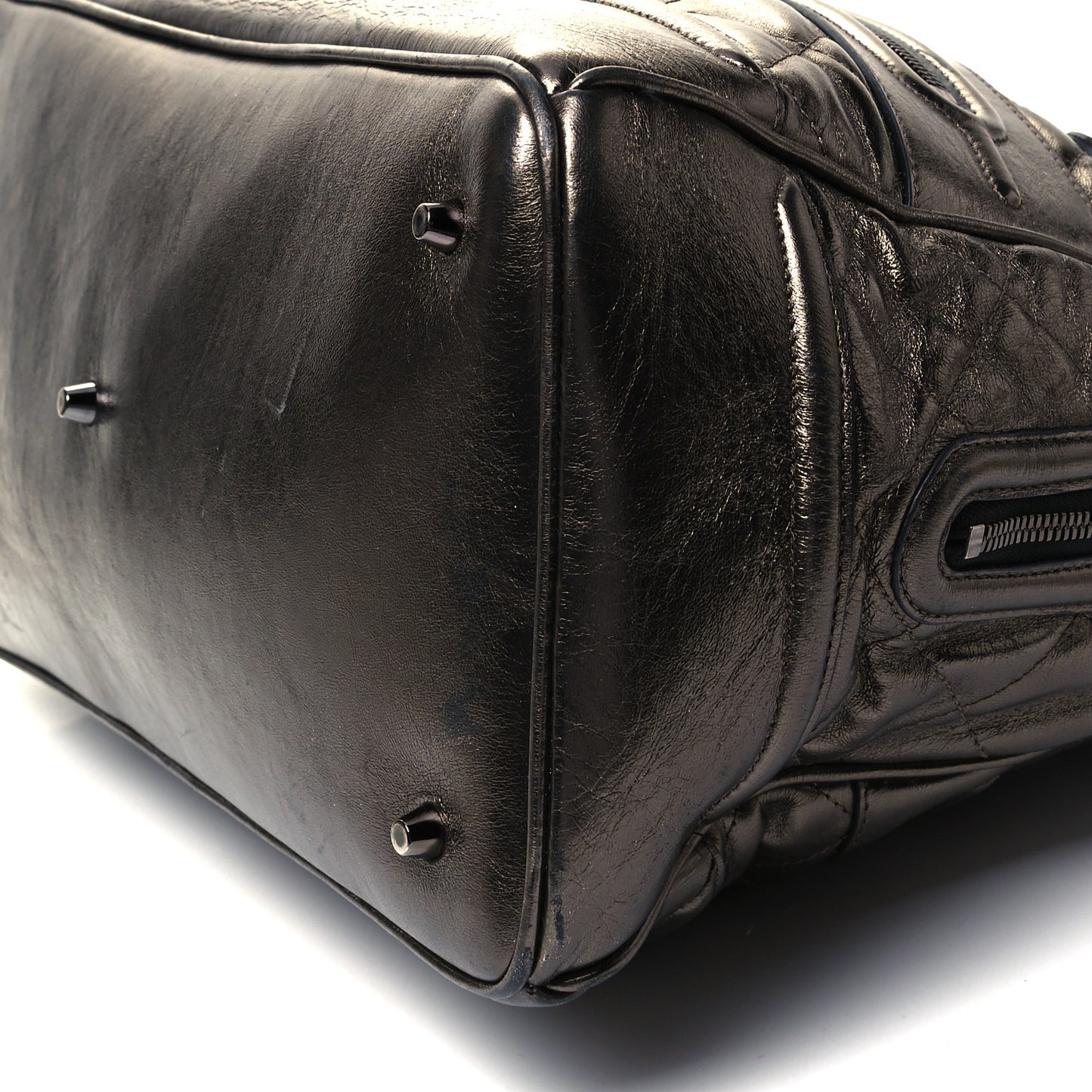 Metallic Patent House Check Sliced Large Manor Pewter