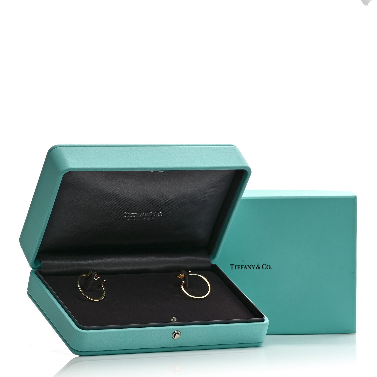 Tiffany 18K Yellow Gold Medium T Wire Hoop Earrings 5 of 5
