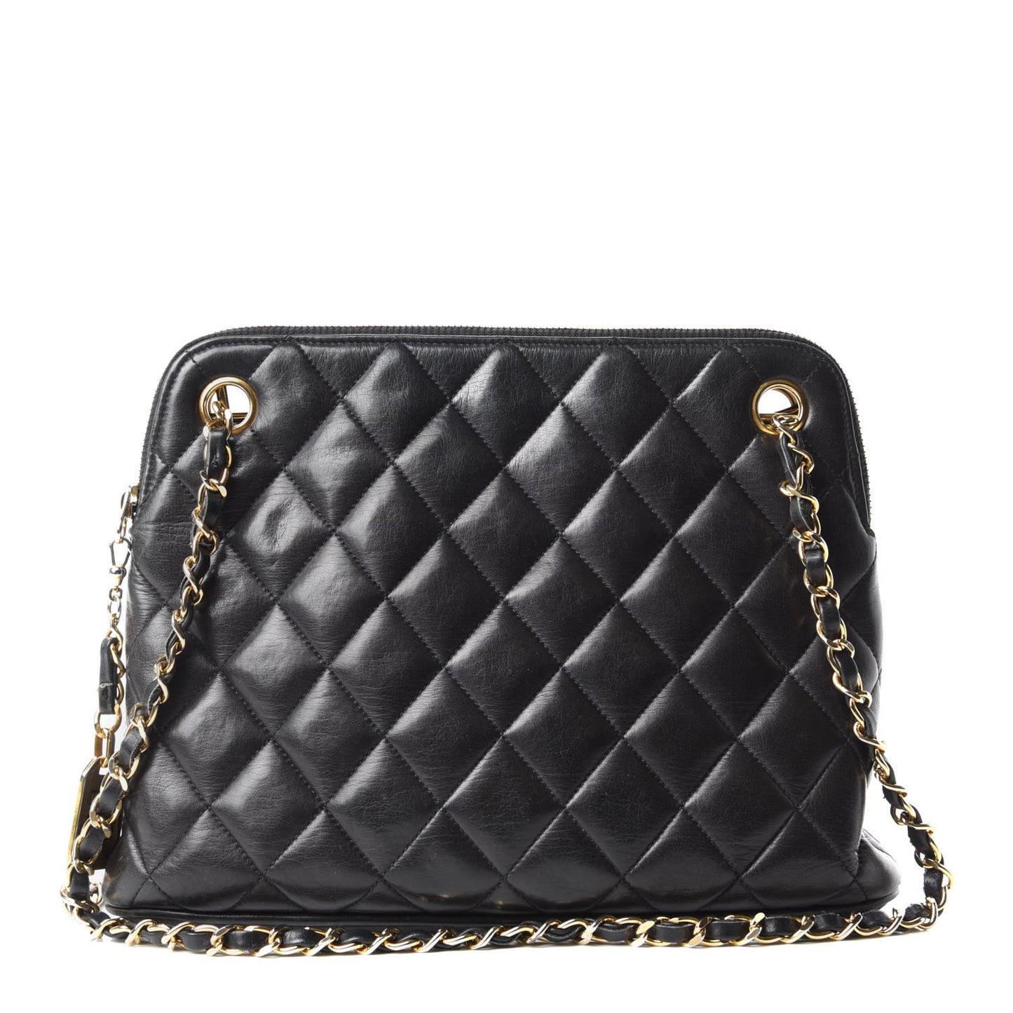 Lambskin Quilted Shoulder Bag Black