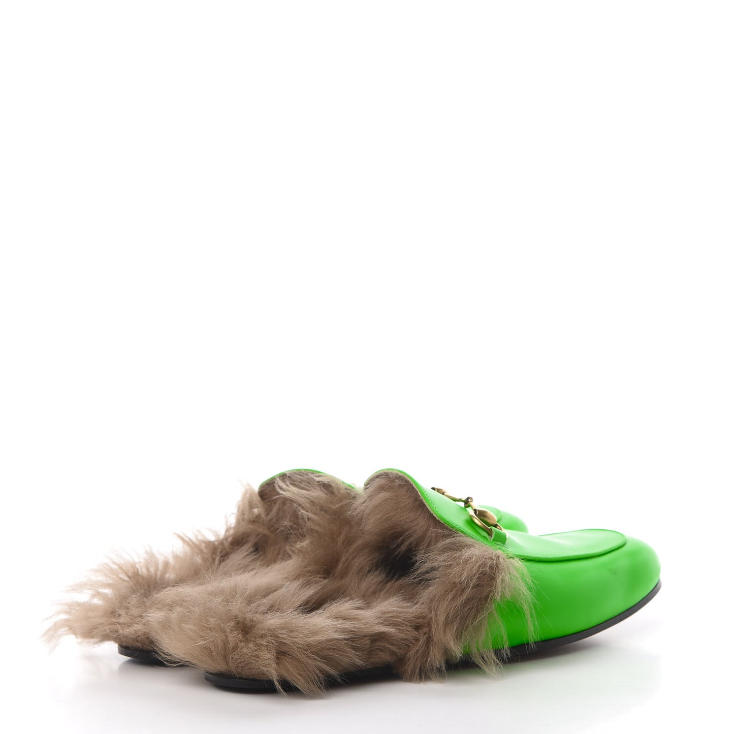 Calfskin Fur Mens Princetown Slippers 7 Fluorescent Green