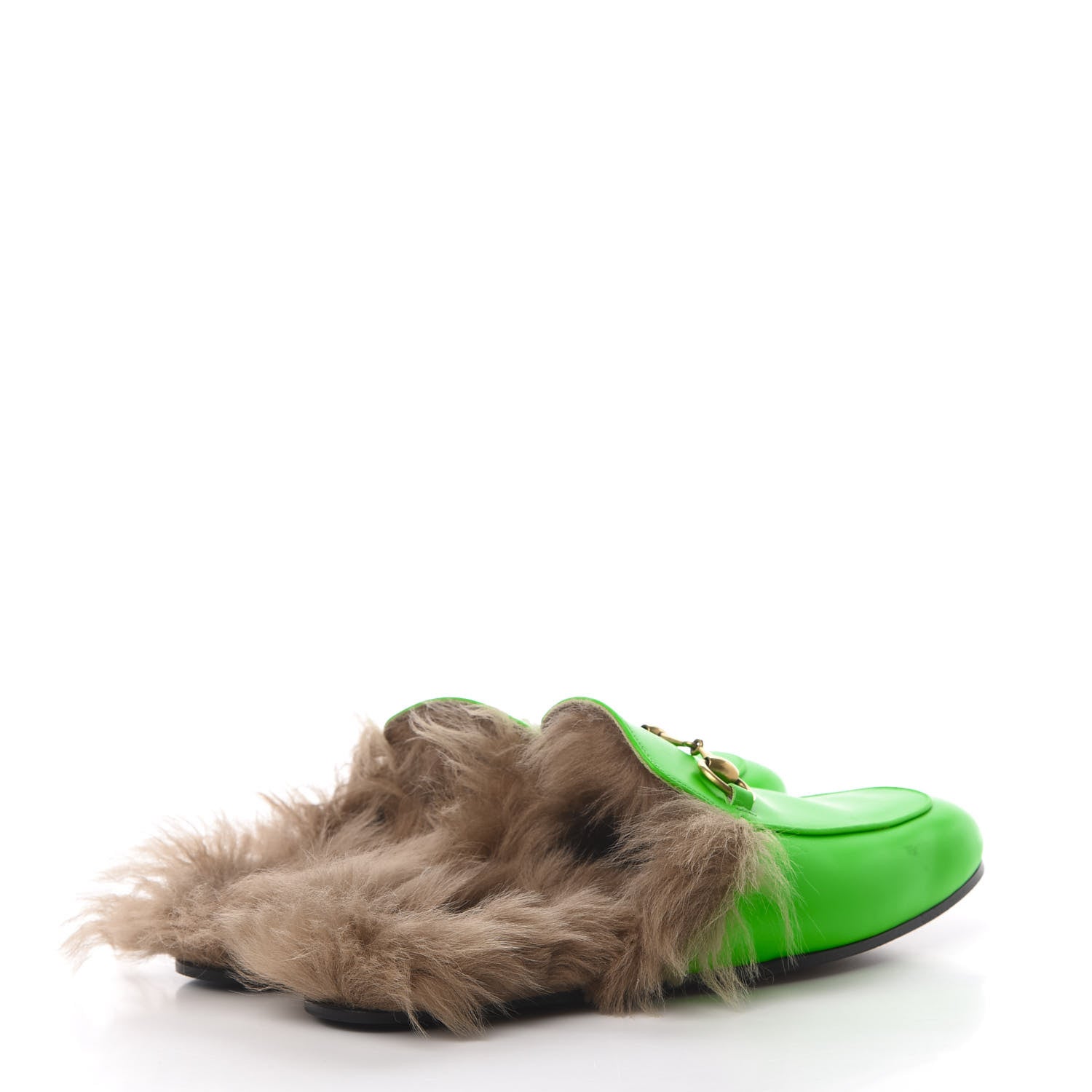 Gucci Calfskin Fur Mens Princetown Slippers 7 Fluorescent Green 4 of 9