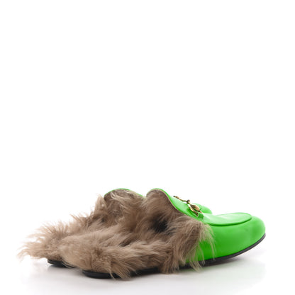 Gucci Calfskin Fur Mens Princetown Slippers 7 Fluorescent Green 4 of 9
