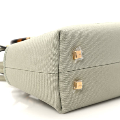 Fendi Canvas Vitello King Plexiglass Logo Embroidered Mini By The Way Top Handle Boston Bag Green Tea 9 of 10