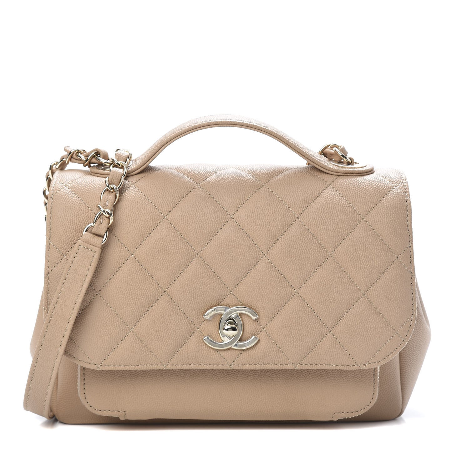 Caviar Quilted Medium Business Affinity Flap Beige