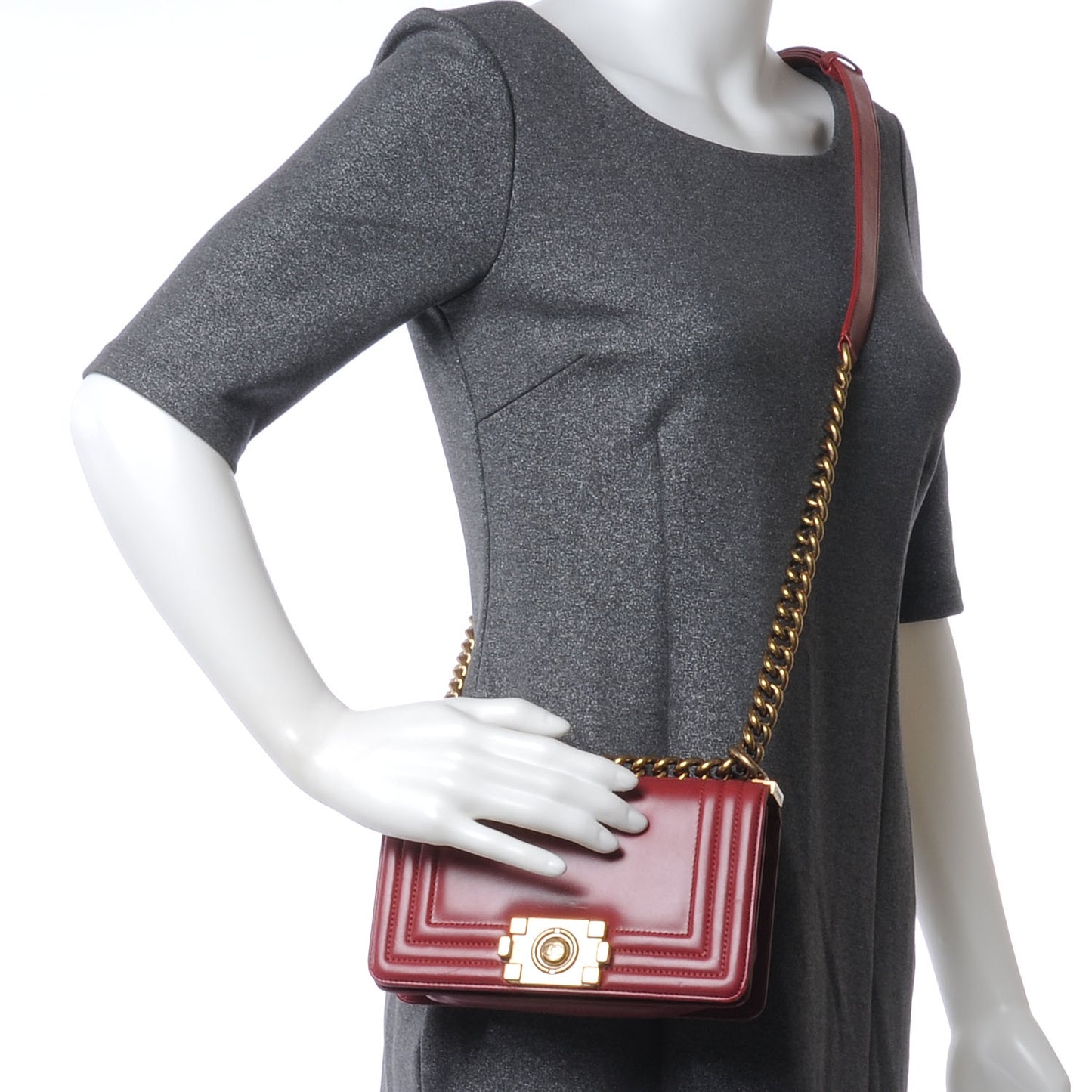 Glazed Calfskin Small Boy Flap Red