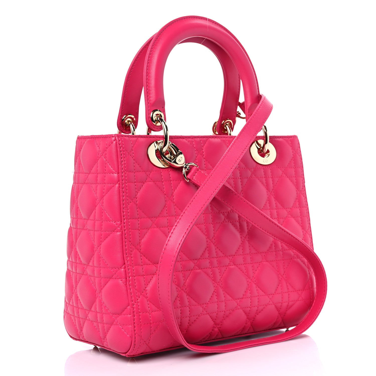 Christian Dior Lambskin Cannage Medium Lady Dior Fuchsia 3 of 10