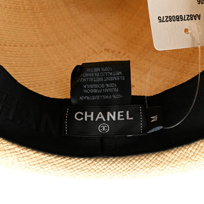 Chanel Straw Ribbon Fedora Hat M Beige Multicolor 8 of 8