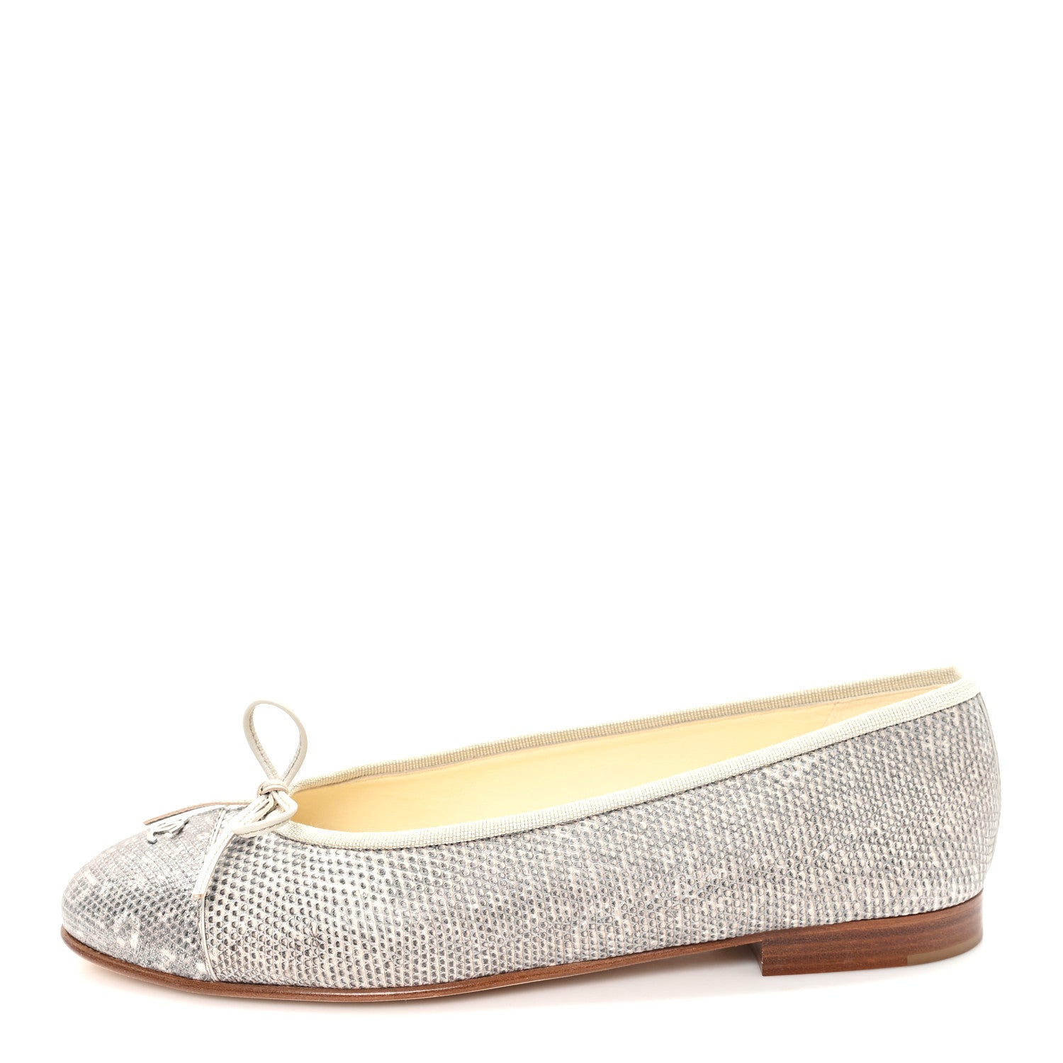Chanel Lizard Cap Toe CC Ballerina Flats 38.5 Grey 1 of 11