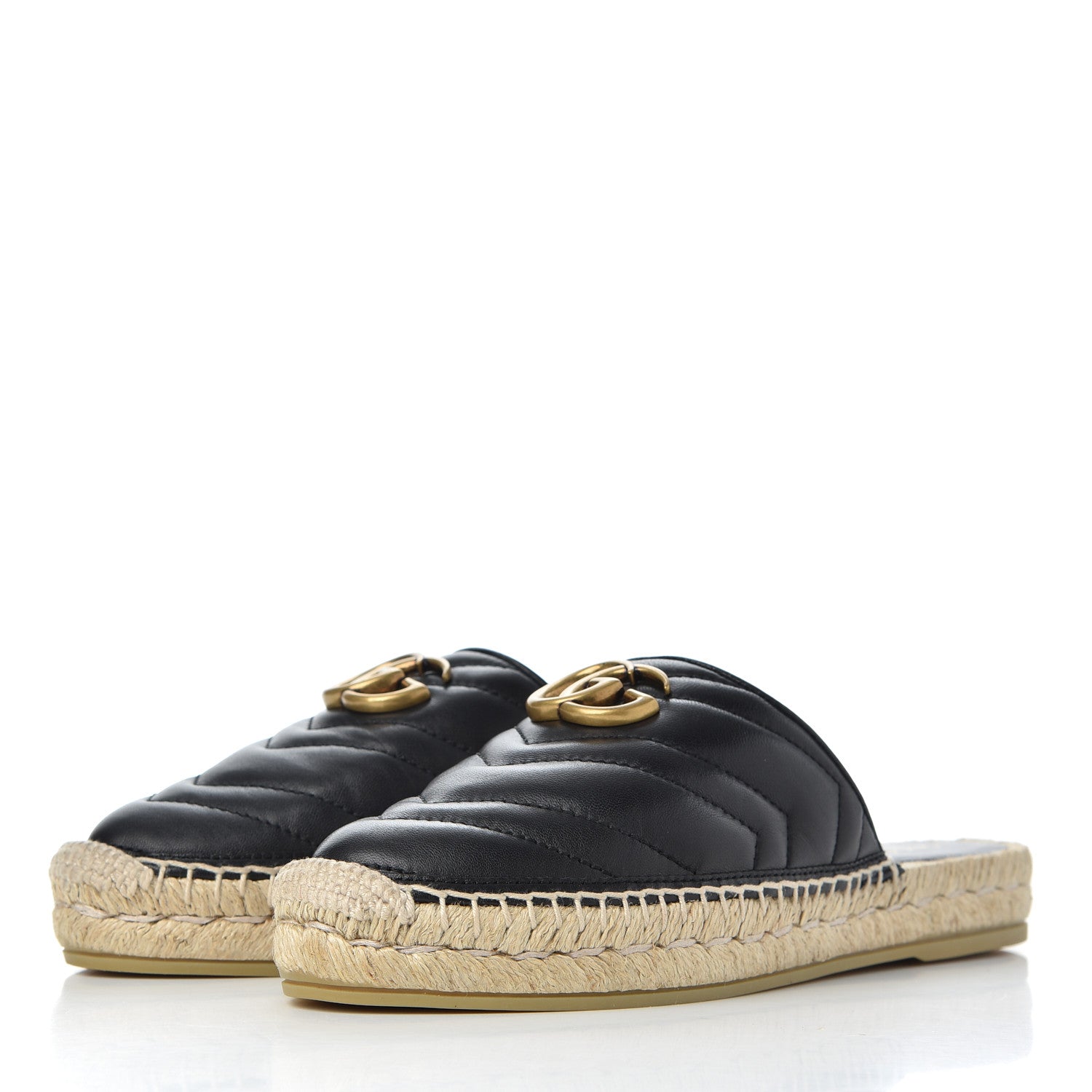 Gucci Nappa Matelasse GG Marmont Espadrille Slippers 36 Black 3 of 13
