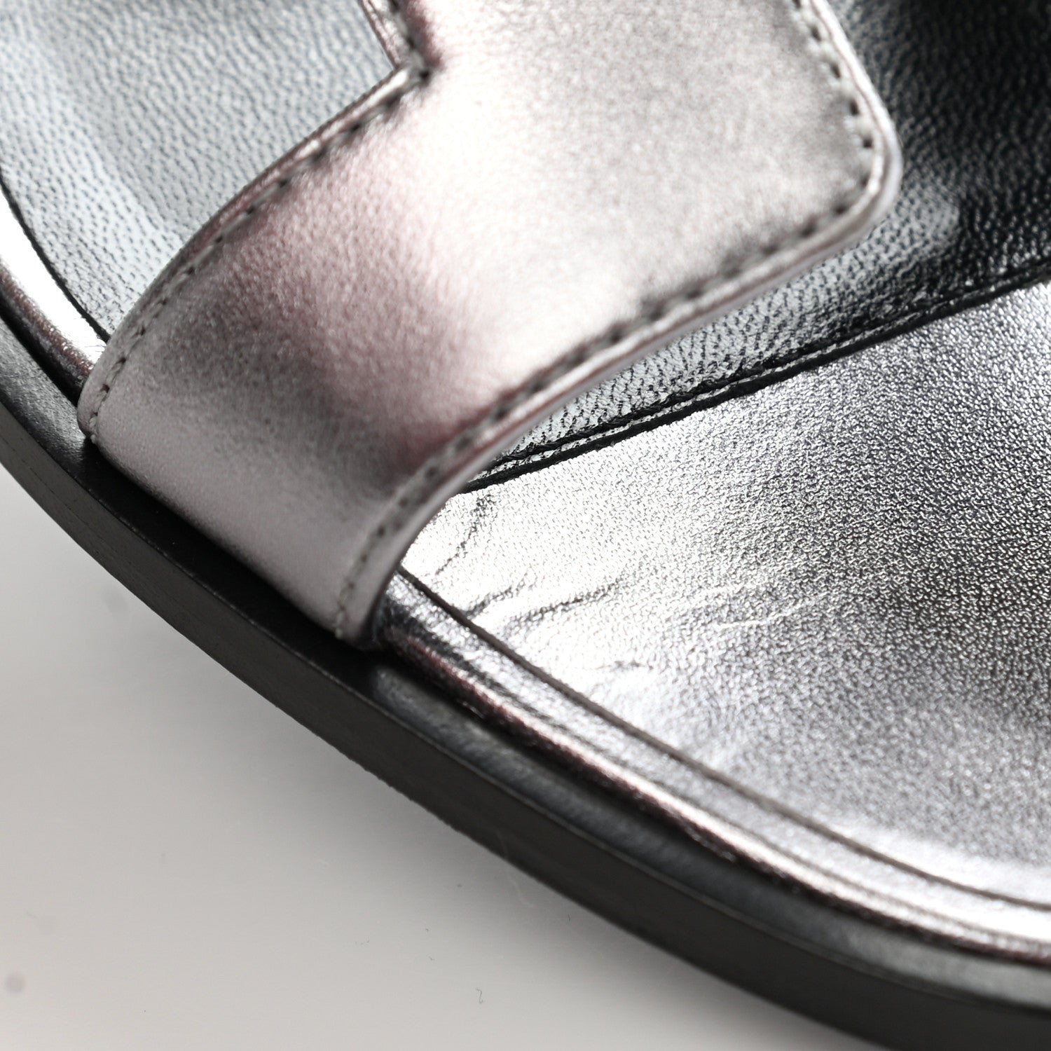 Hermes Metallic Nappa Oran Sandals 36.5 Argent 10 of 11