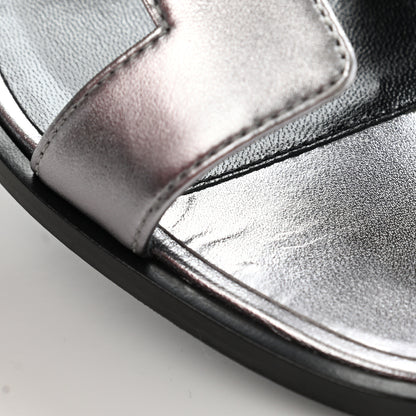 Hermes Metallic Nappa Oran Sandals 36.5 Argent 10 of 11