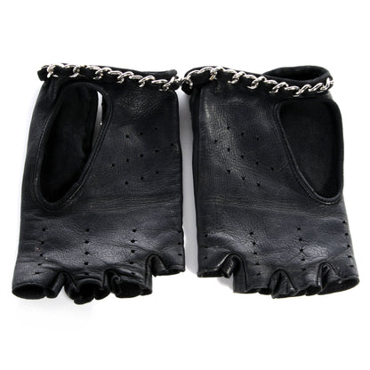 Chanel Lambskin Fingerless Chain CC Gloves Black 7 2 of 5