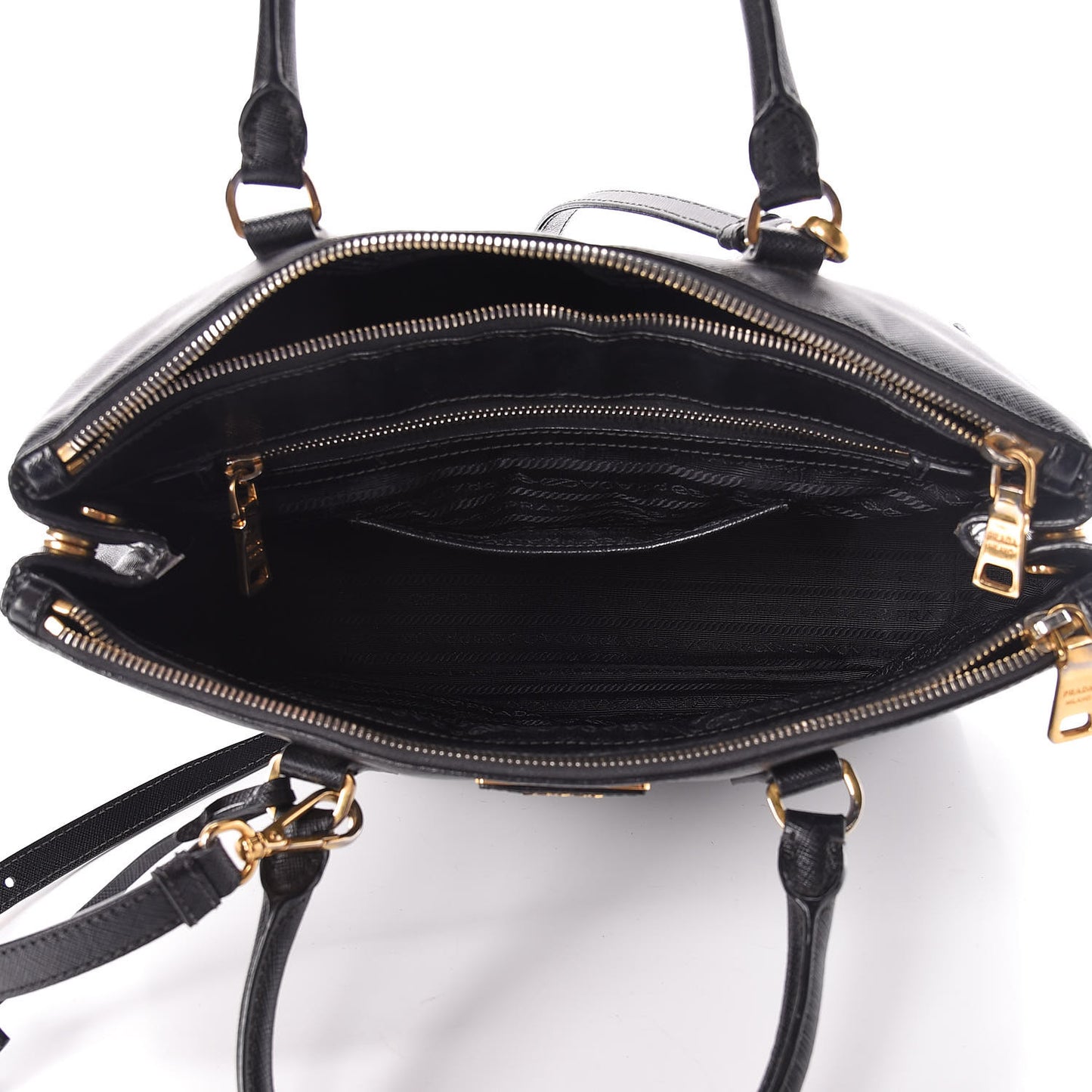 Saffiano Medium Galleria Double Zip Tote Black
