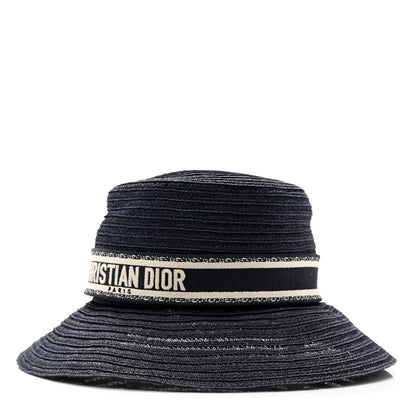 Christian Dior Straw Dioresort Large Brim Hat 58 Blue Fonce 1 of 10