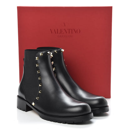 Valentino Garavani Calfskin Rockstud Beatle Chelsea 20mm Ankle Boots 41 Black 9 of 9
