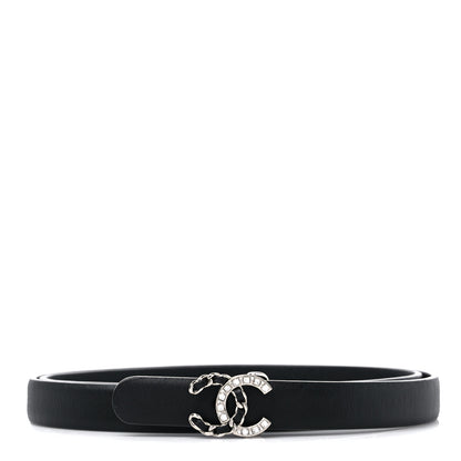 Chanel Lambskin Crystal CC Chain Belt 80 32 Black 1 of 5