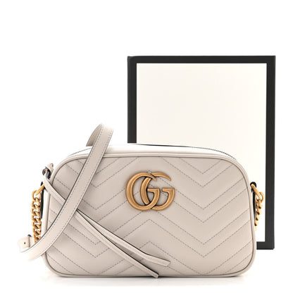 Gucci Calfskin Matelasse Small GG Marmont Chain Shoulder Bag Light Grey 11 of 11