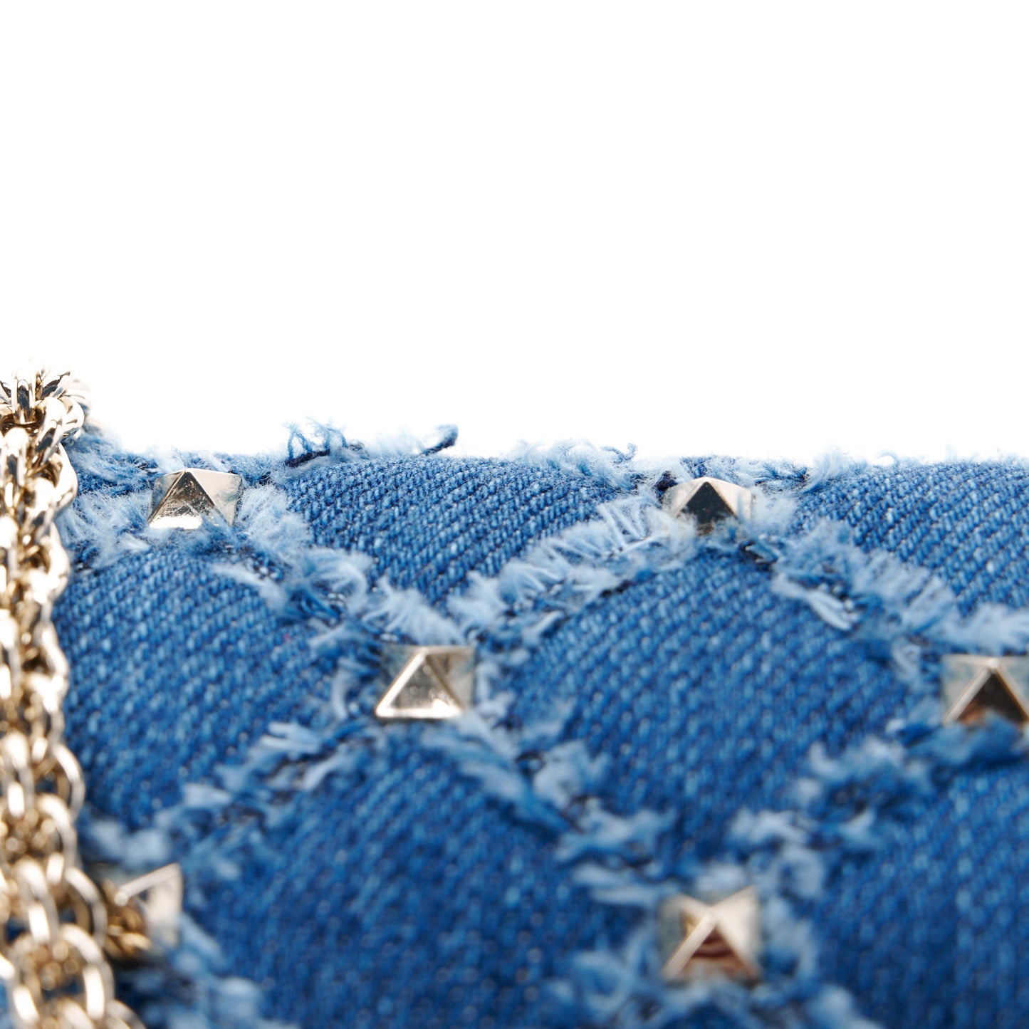 Denim Medium Rockstud Spike Shoulder Bag Denim