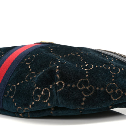 Gucci Velvet GG Monogram Web Belt Bag Blue Beige 9 of 9