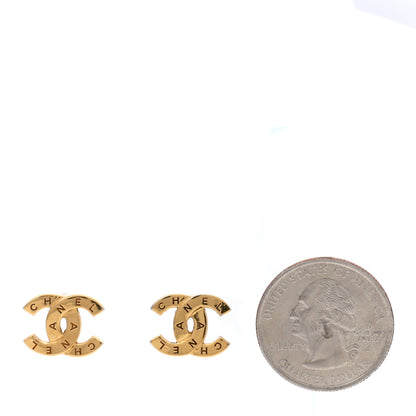 Chanel Metal CC Paris Button Stud Earrings Gold 2 of 5