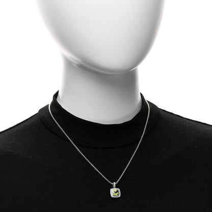 David Yurman Sterling Silver Diamond Peridot 7mm Petite Albion Pendant Necklace 2 of 4