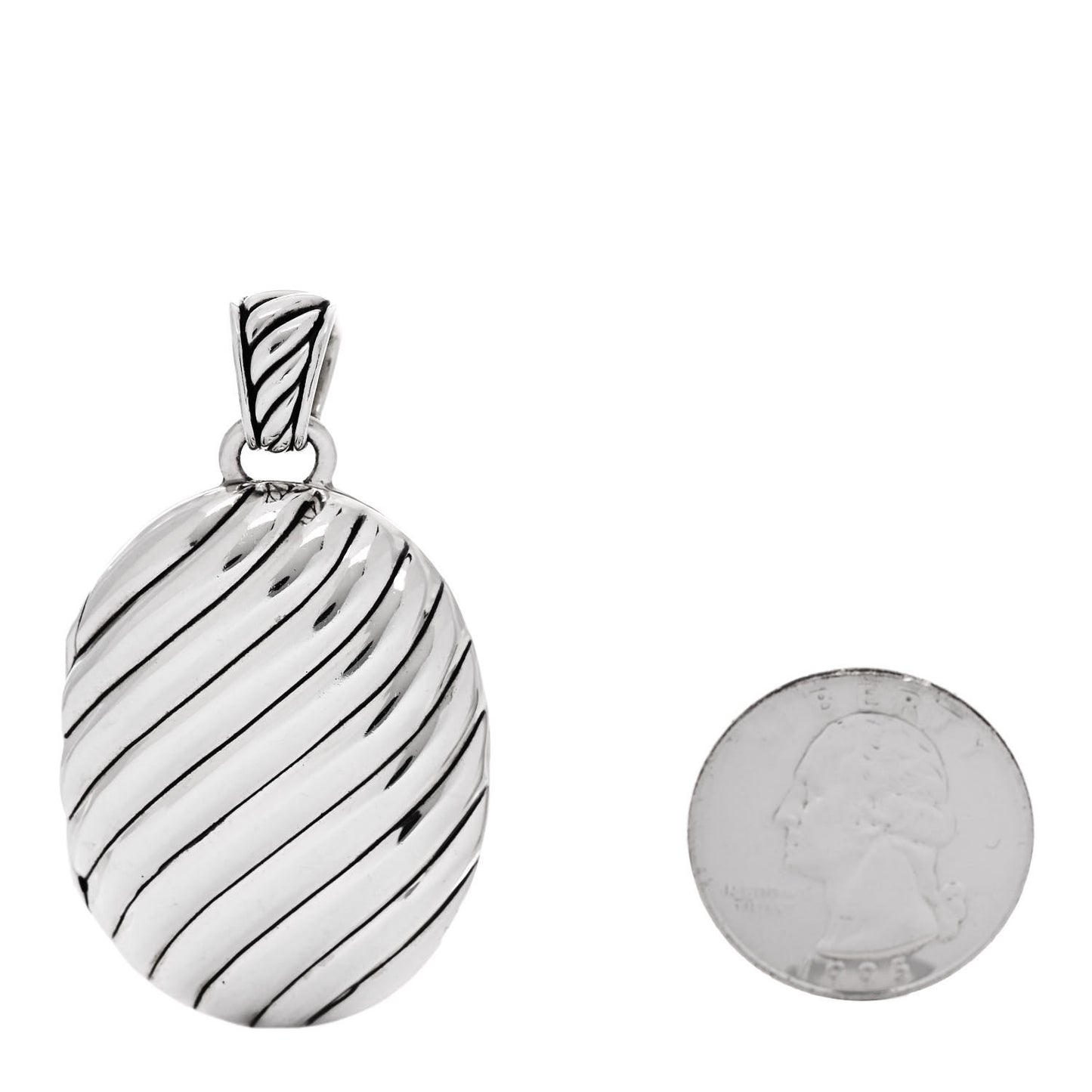 Sterling Silver Oval Cable Locket