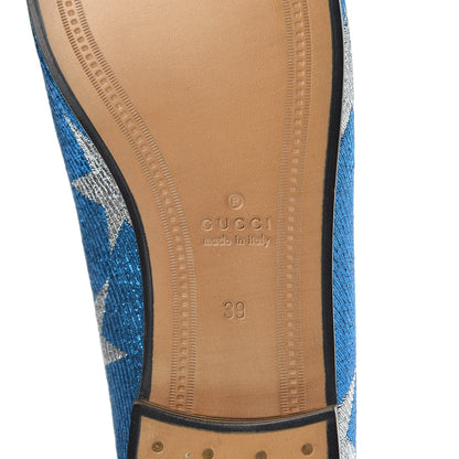 Gucci Lurex Calfskin Starry Sky Womens Jordaan Loafers 39 Bluette Silver 8 of 11