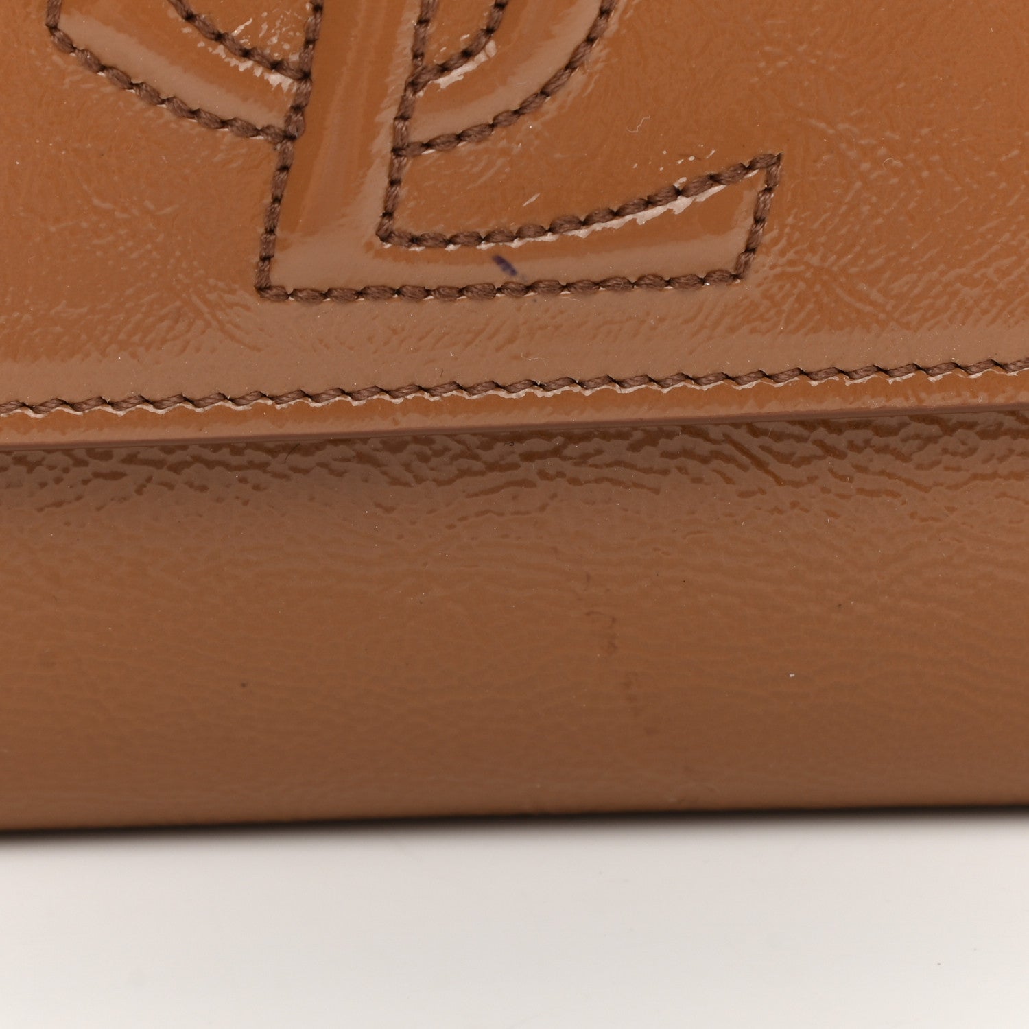 Saint Laurent Textured Patent Calfskin Monogram Large Belle De Jour Clutch Tobacco 9 of 9