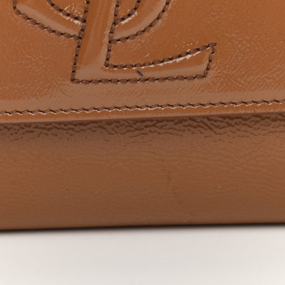 Saint Laurent Textured Patent Calfskin Monogram Large Belle De Jour Clutch Tobacco 9 of 9