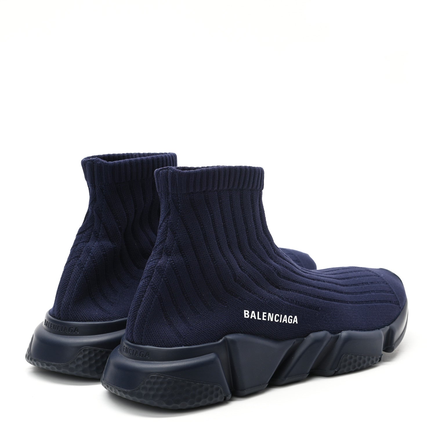Balenciaga Ribbed Effect Knit Mens Speed Sneakers 42 Bleu Marine 4 of 8