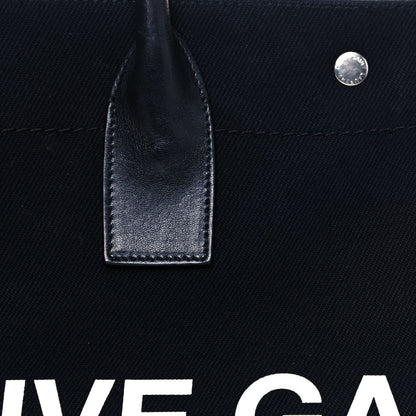 Saint Laurent Linen Calfskin Rive Gauche Tote Black 8 of 11