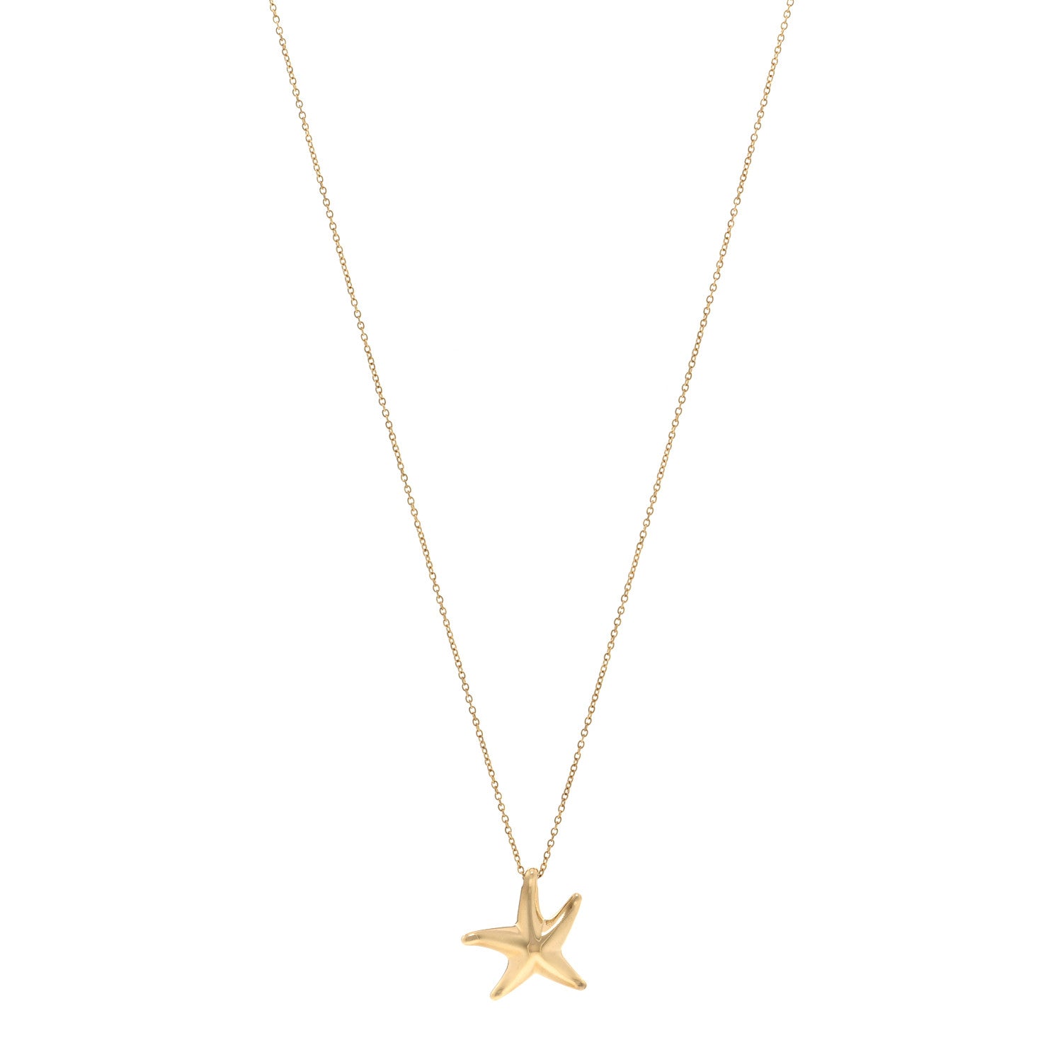 Tiffany 18K Yellow Gold 15mm Elsa Peretti Starfish Pendant Necklace 1 of 4