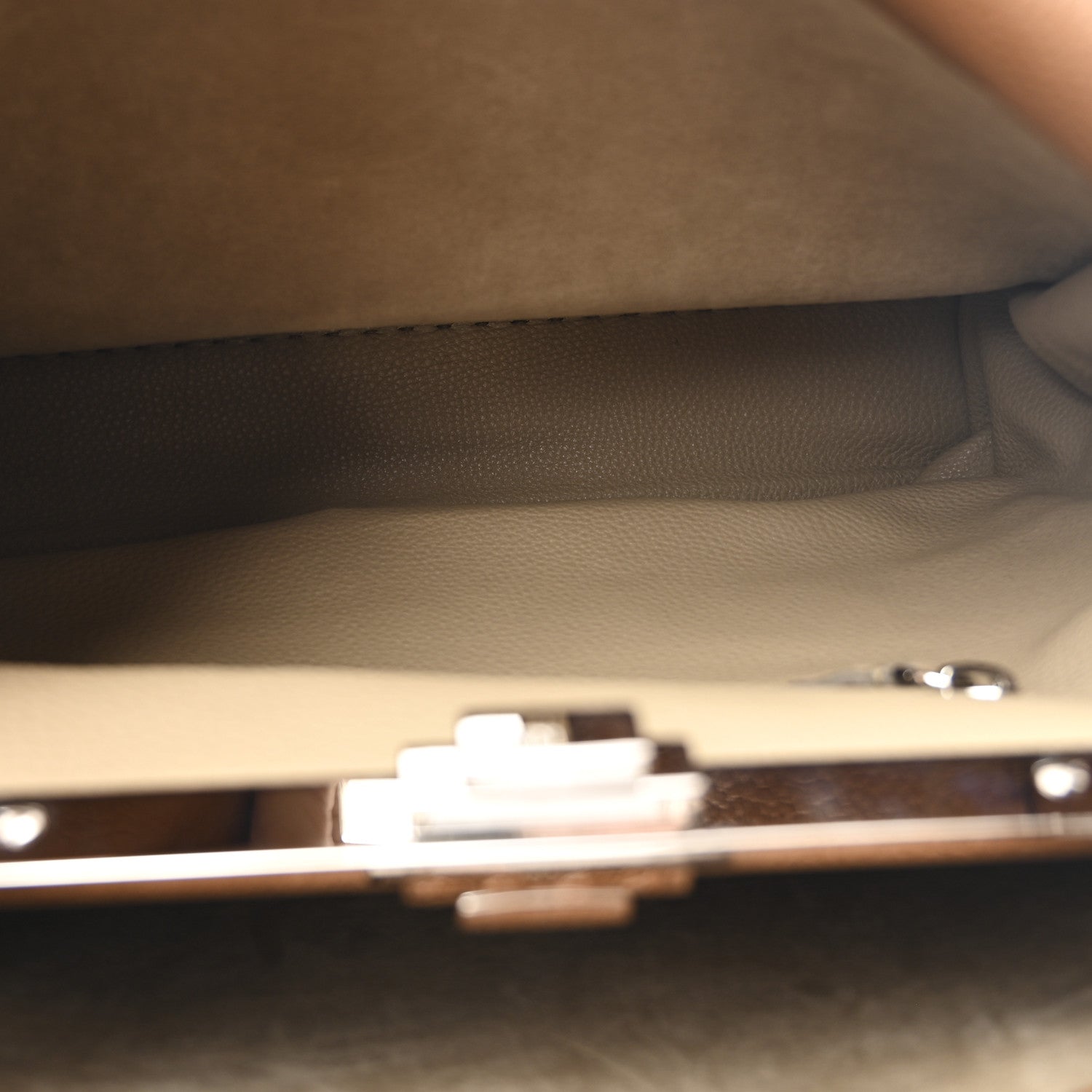 Fendi Cuoio Romano Selleria Bi-Color Large Peekaboo Iconic Satchel  Mou Deserto 5 of 11