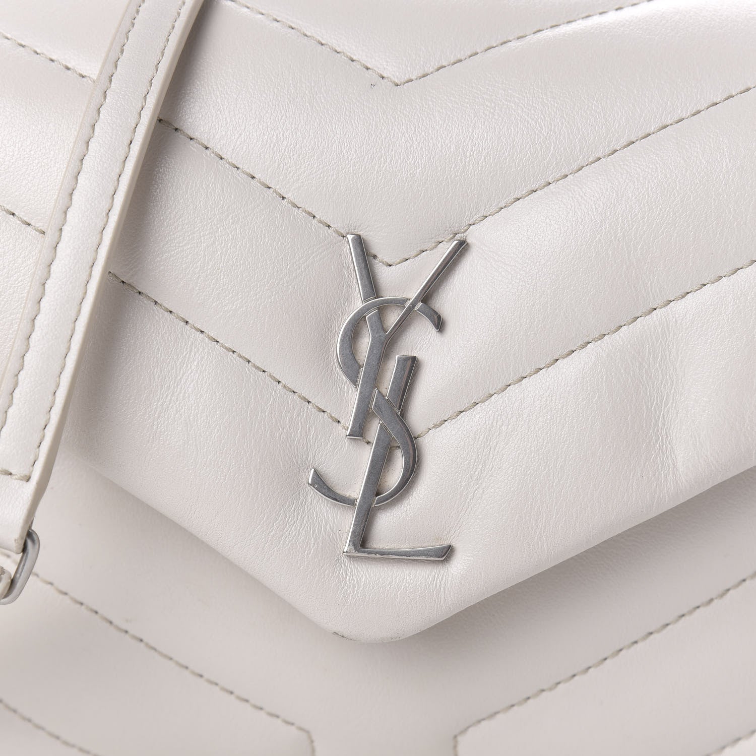 Saint Laurent Calfskin Y Quilted Monogram Toy Loulou Crossbody Bag Ivory 9 of 11