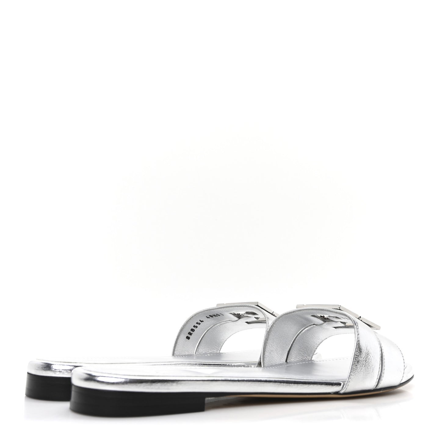 Nappa Laminata FFold Flat Slide Sandals 40.5 Argento