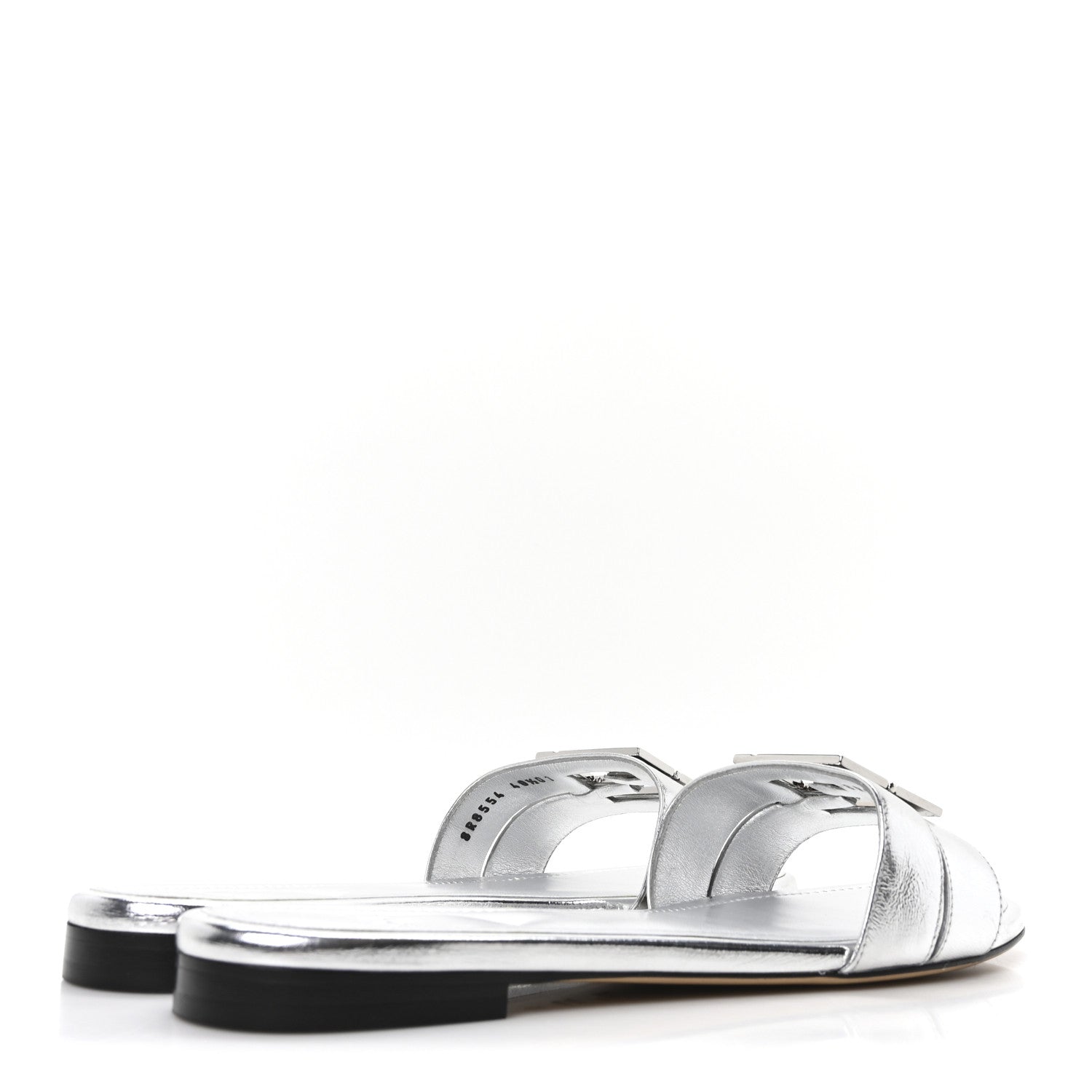 Fendi Nappa Laminata FFold Flat Slide Sandals 40.5 Argento 5 of 9