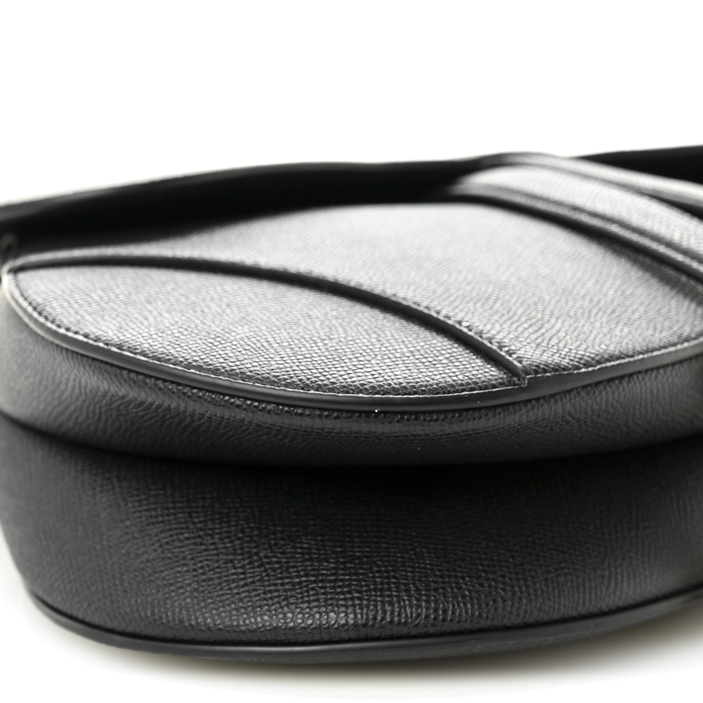 Grained Calfskin Saddle Bag With Strap Black