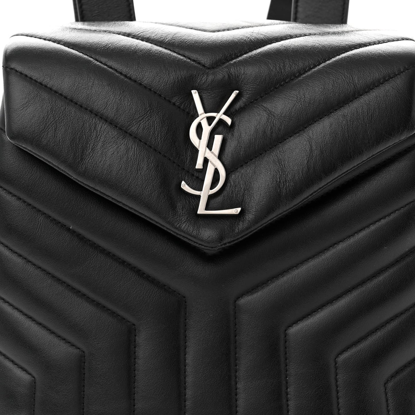 Calfskin Y Quilted Monogram Small Loulou Backpack Black