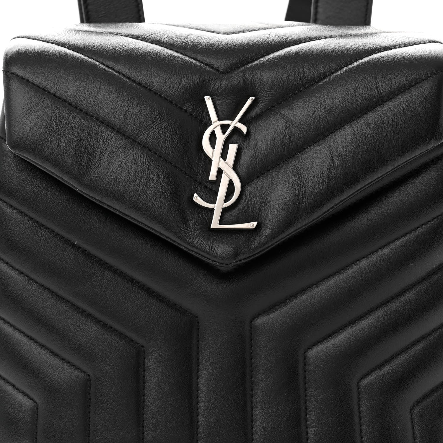 Saint Laurent Calfskin Y Quilted Monogram Small Loulou Backpack Black 8 of 13