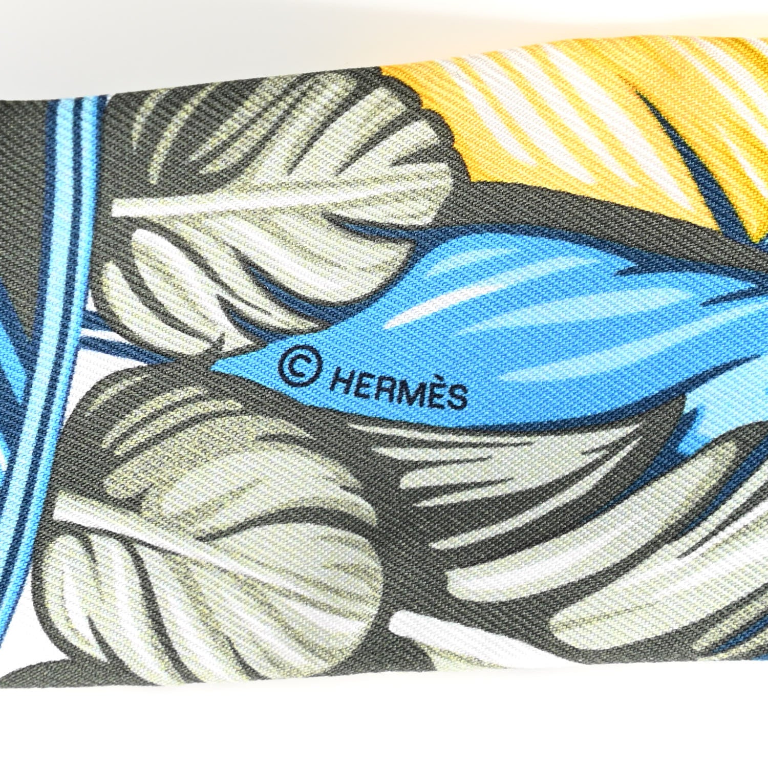 Hermes Silk La Danse Pacifique Twilly Jaune D'Or Kaki Orange 4 of 4