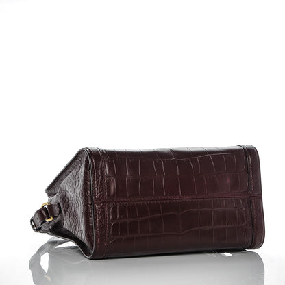 Alexander McQueen Calfskin Crocodile Embossed Small Skull Padlock Zip Around Tote Bordeaux 4 of 6