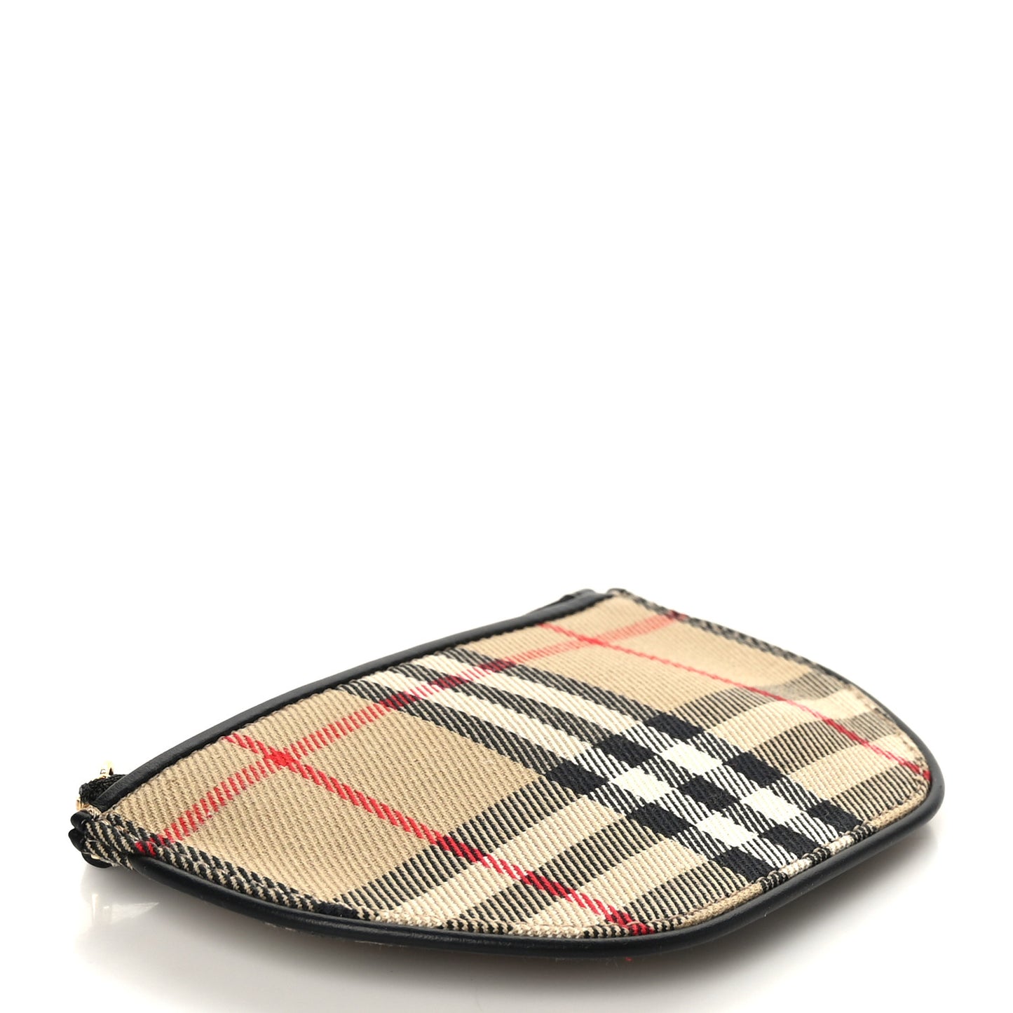Cotton Calfskin Vintage Check Small Olympia Zip Pouch Archive Beige