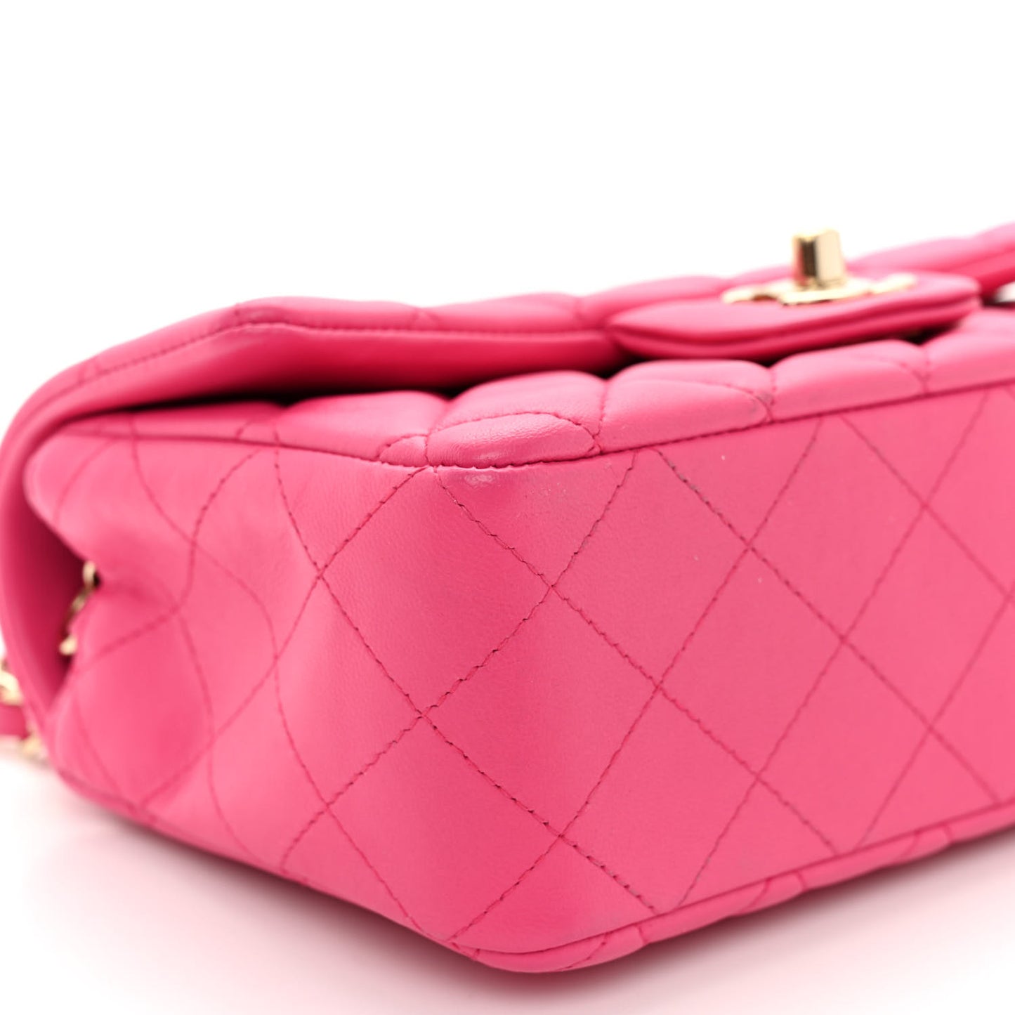 Lambskin Quilted Mini Rectangular Flap Dark Pink