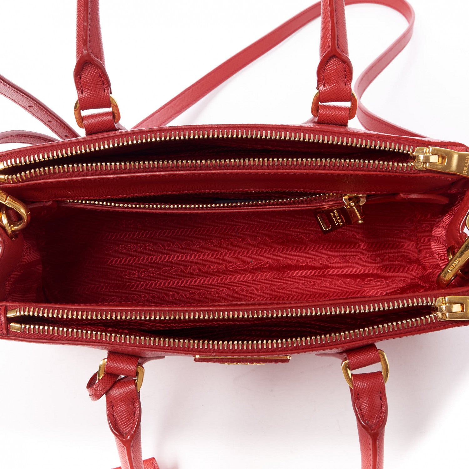 Prada Saffiano Lux Small Galleria Double Zip Tote Fuoco 7 of 8