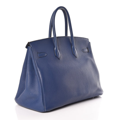 Hermes Taurillon Clemence Birkin 35 Bleu Brighton 3 of 16