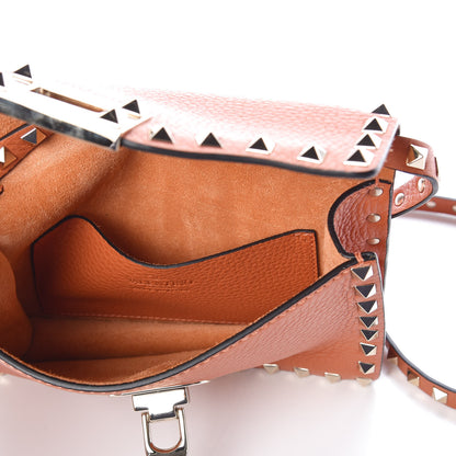 Valentino Garavani Pebbled Calfskin Rockstud Shoulder Flap Bag Orange 7 of 8