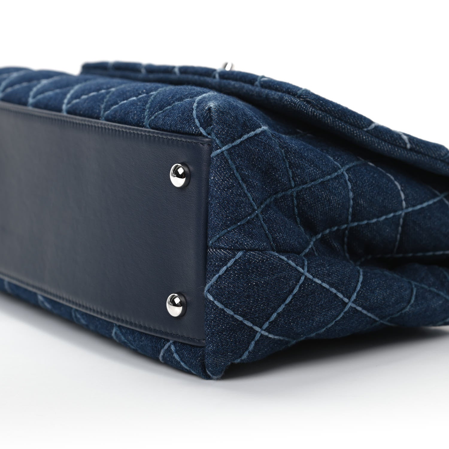 Chanel Denim Quilted Small Coco Handle Flap Blue 7 of 10