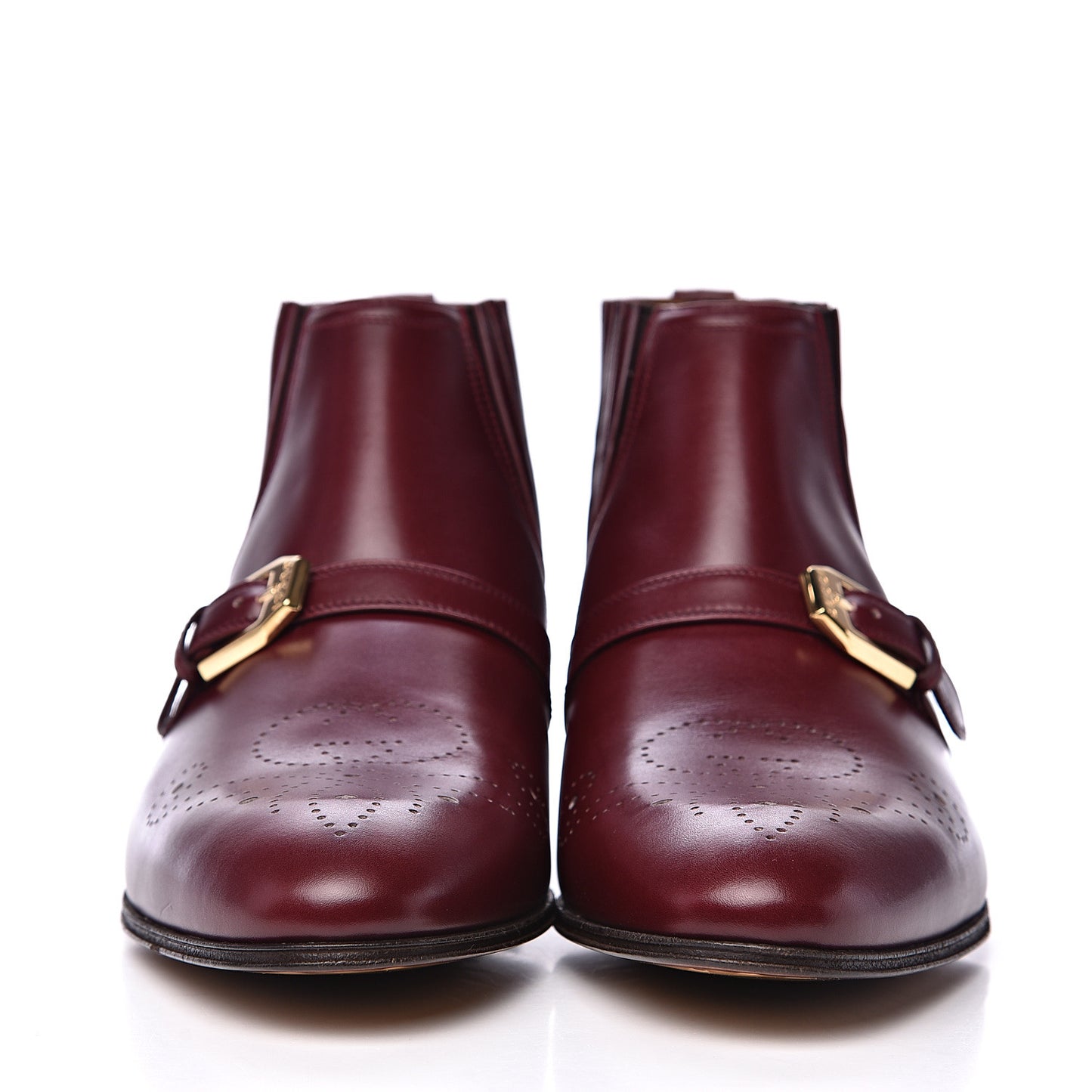 New Waxed Calfskin Mens G Medallion Toe Ankle Boots 6.5 Red Bordeaux