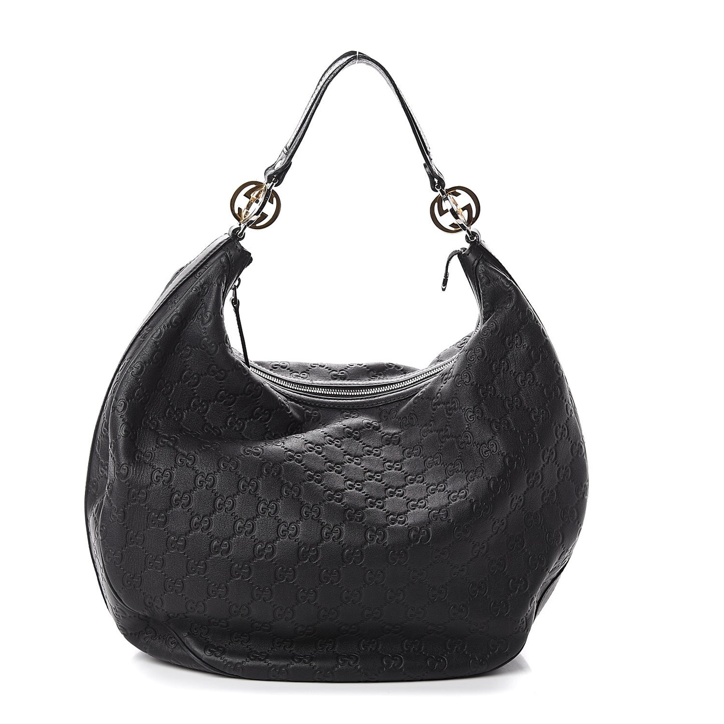 Guccissima Large GG Twins Hobo Black
