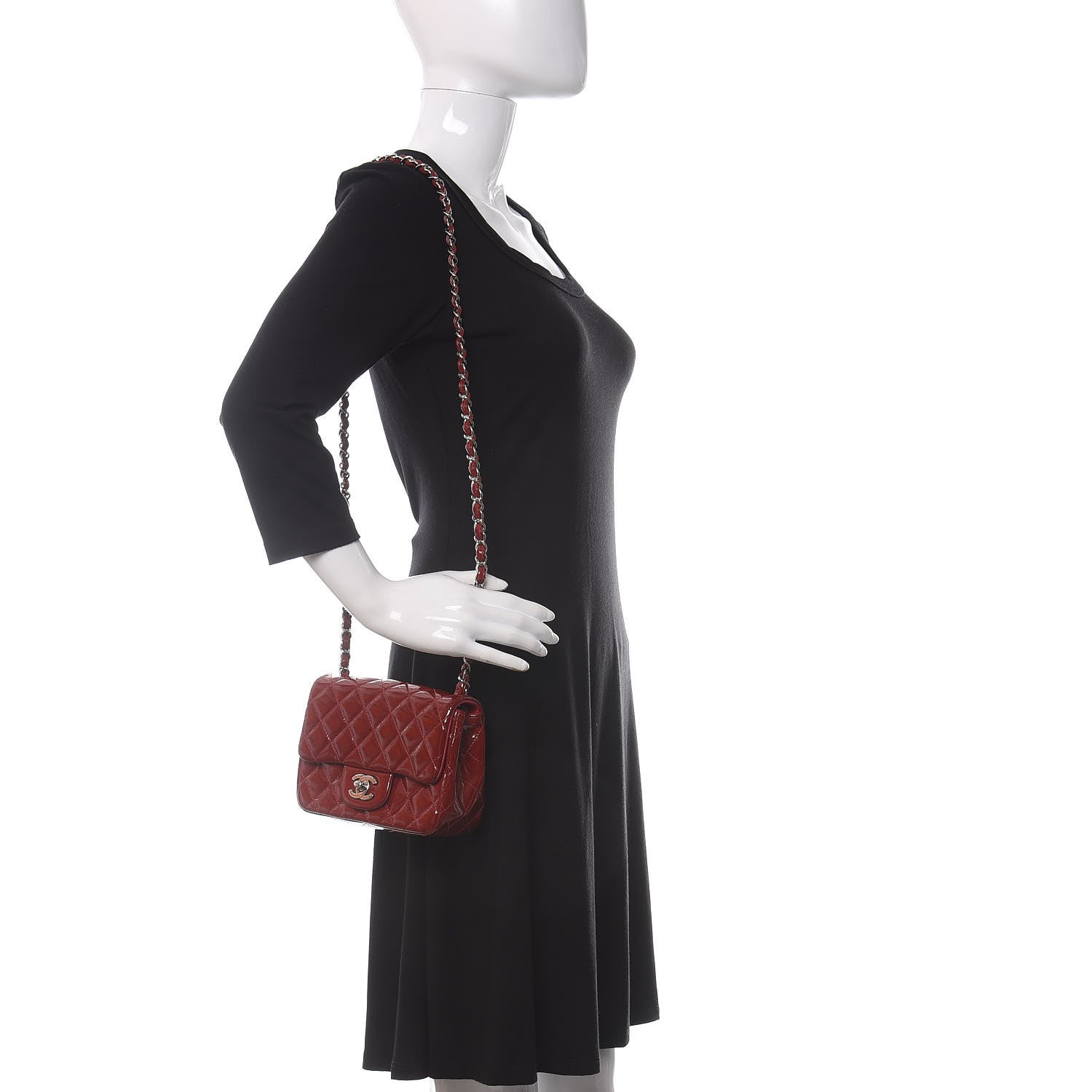 Chanel Patent Quilted Mini Square Flap Red 2 of 11